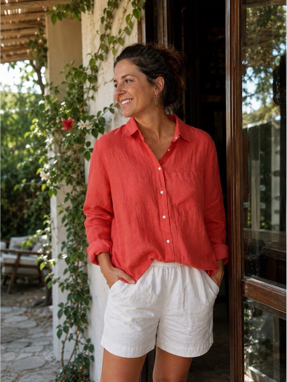 NWT‎ Gap Oversized 100% Linen Easy Shirt Sz Med Button-Front Minimalist Office